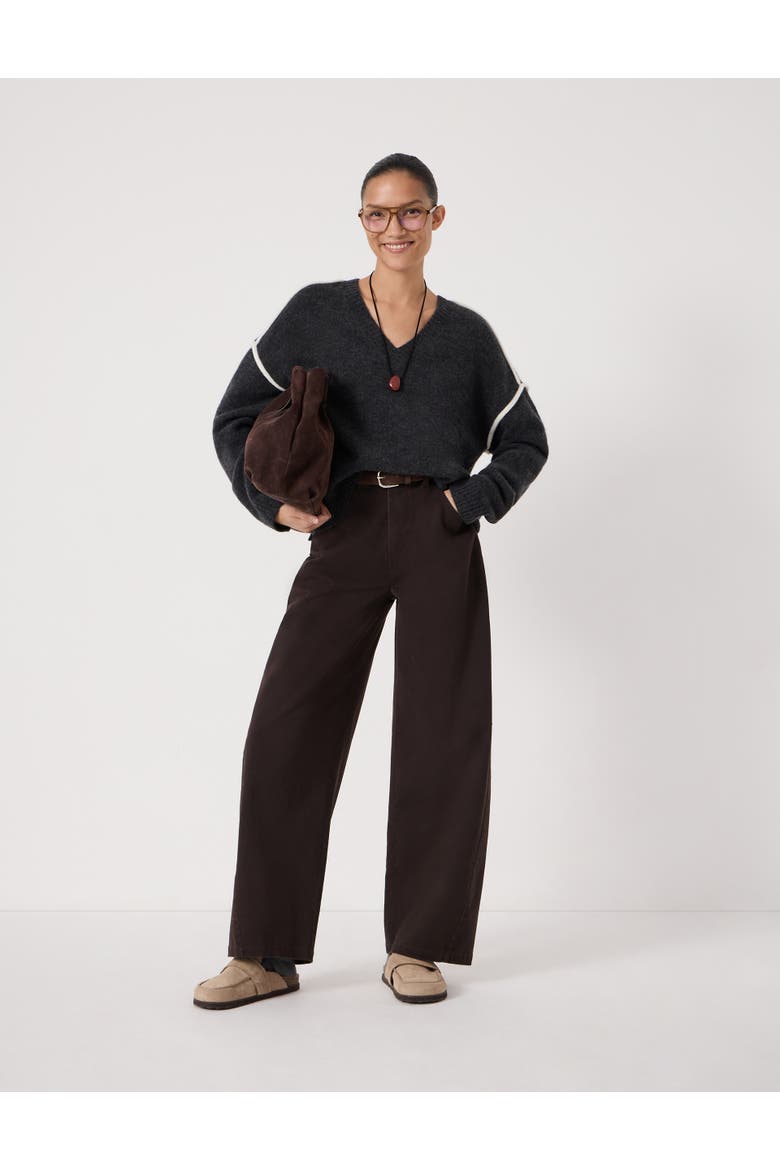 Billie Wool Blend V Neck Sweater, Alternate, color, Charcoal Marl
