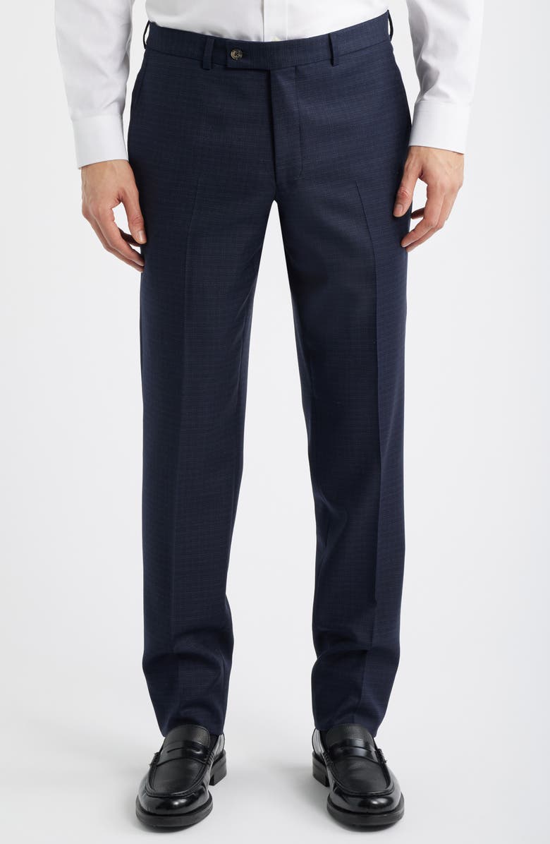 Jack Victor Engel Navy Microcheck Peak Lapel Wool Suit, Alternate, color, Navy