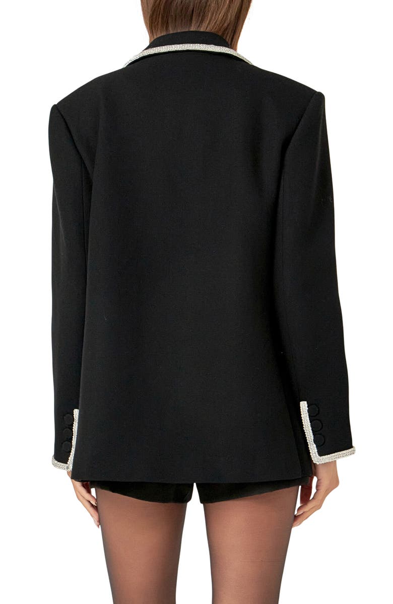 English Factory Rhinestone Trim Jacket, Alternate, color, Black