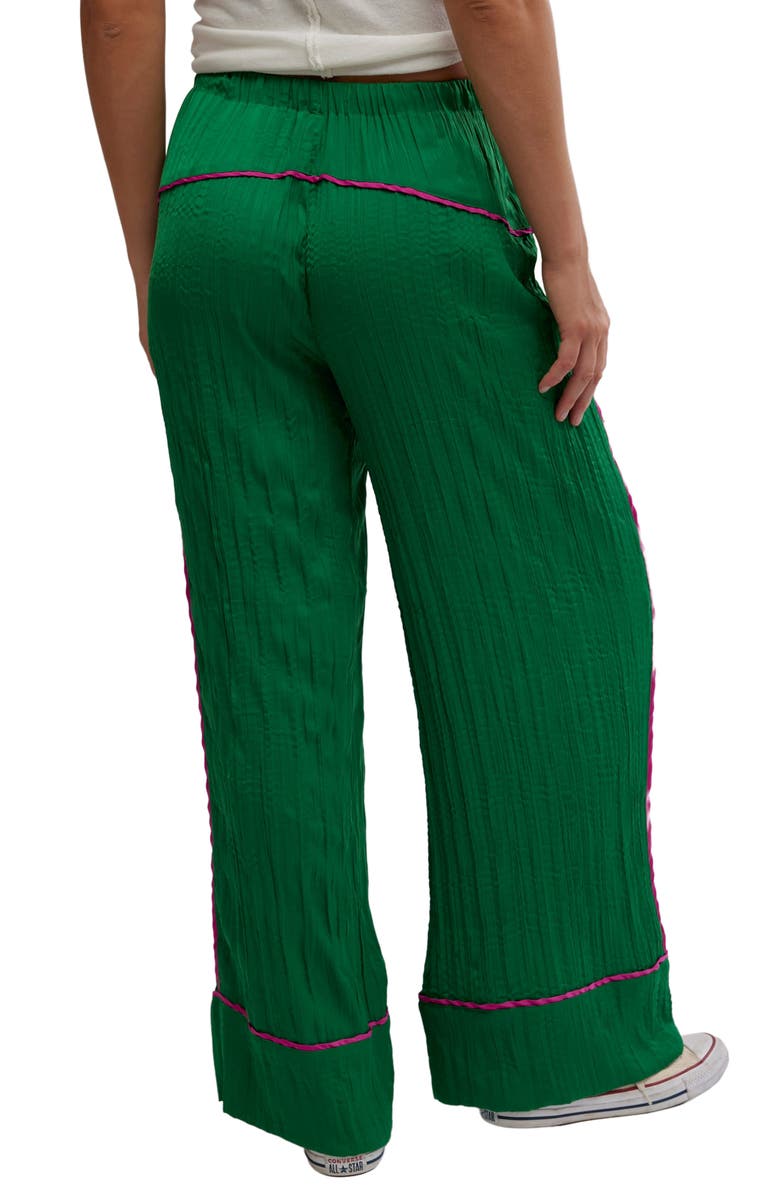 Free People All Out Plissé Satin Wide Leg Pants, Alternate, color, 