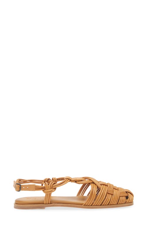 Hereu Square Toe Flat Sandals In Light Camel