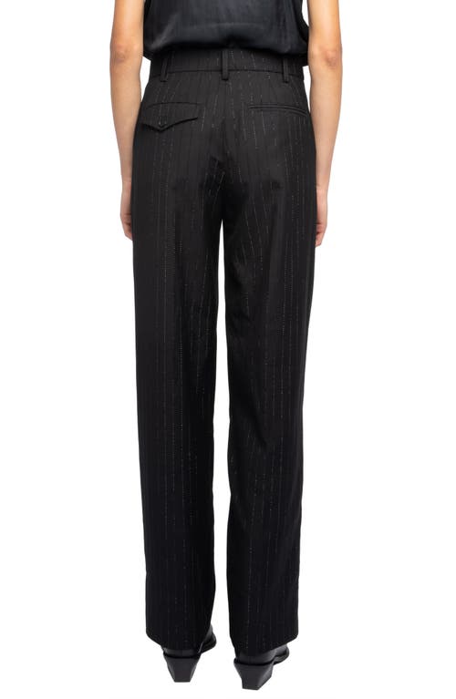 Zadig & Voltaire Crystal Stripe Straight Leg Pants In Black