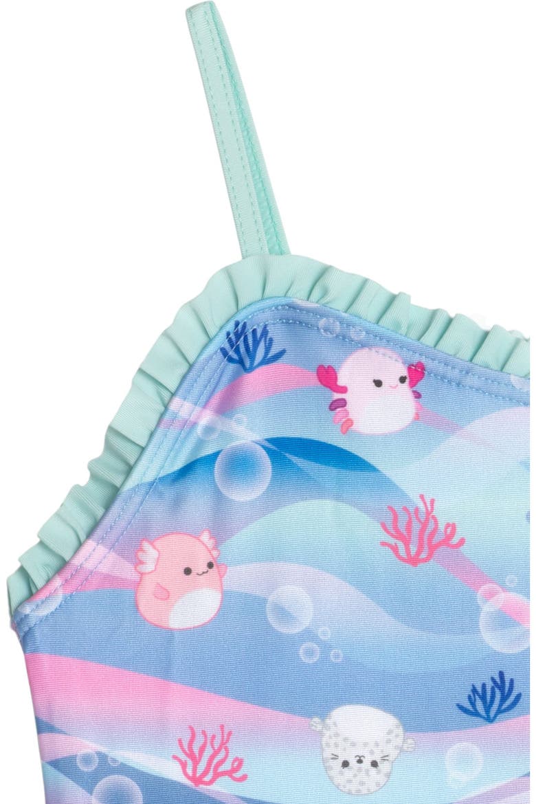 One Piece Swimwear, Alternate, color, Aqua Blue Pink Wave