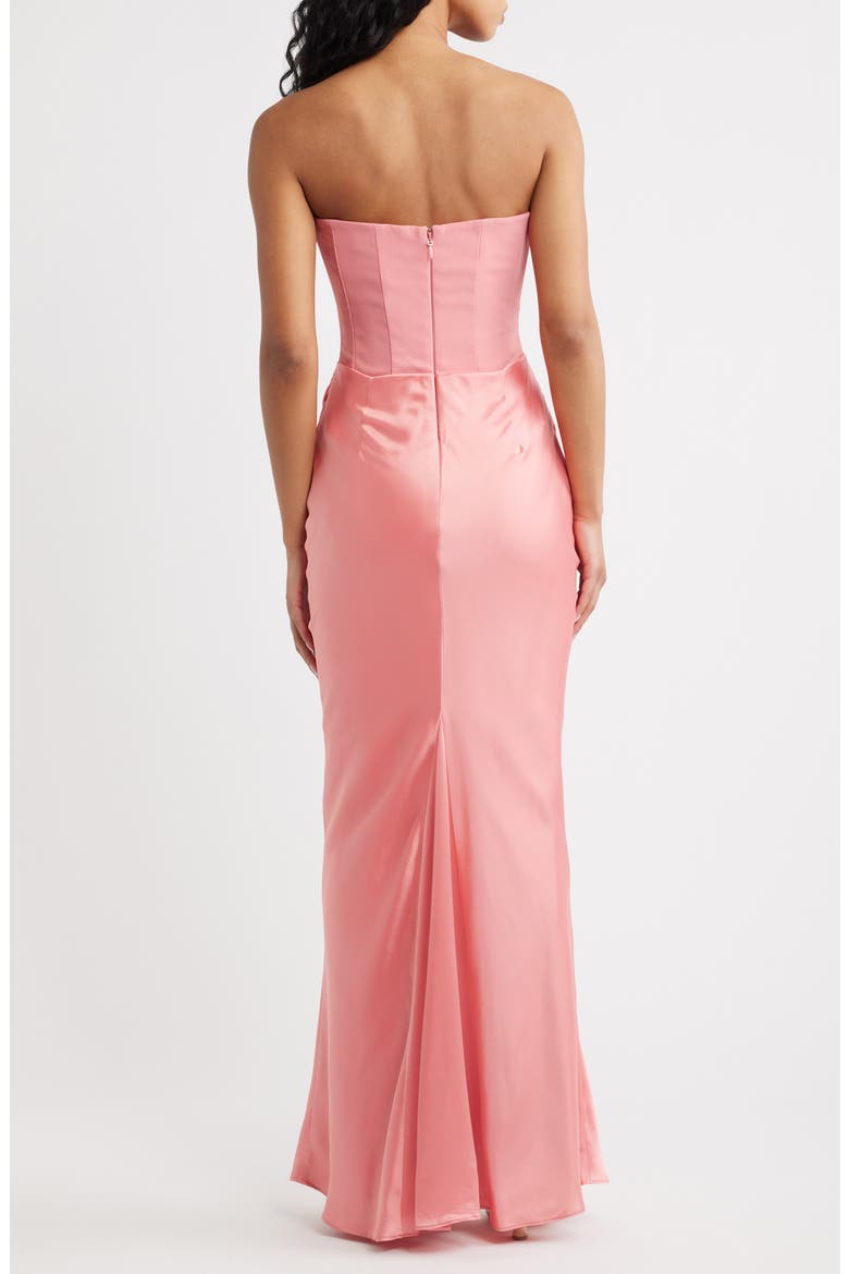 Persephone Strapless Corset Satin & Stretch Crepe Mermaid Gown, Alternate, color, RASPBERRY