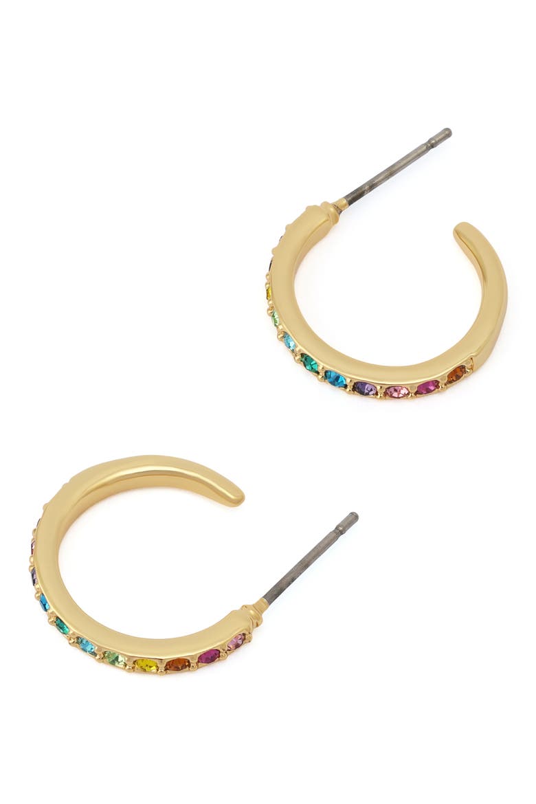 Small Pavé Huggie Hoop Earrings, Alternate, color, GOLD/ MULTI