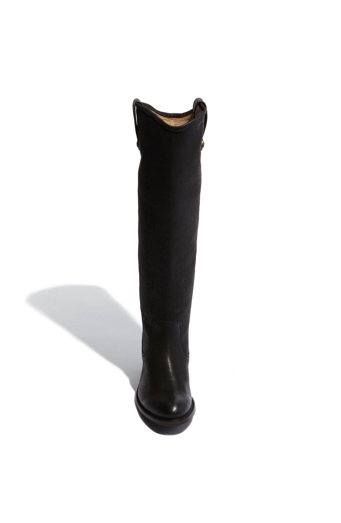 'Jackie Button' Leather Riding Boot, Alternate, color, BLACK