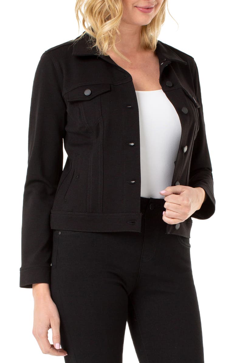 Liverpool Detachable Faux Fur Collar Denim Jacket, Alternate, color, 