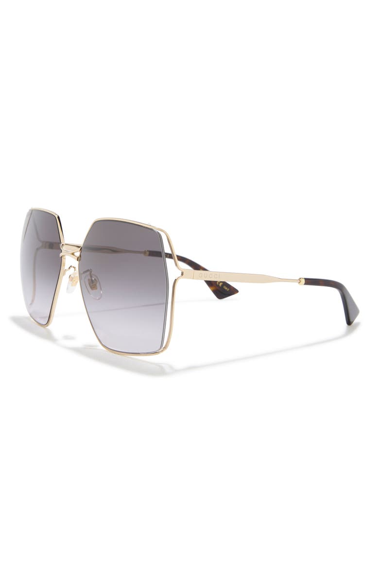 65mm Square Sunglasses, Alternate, color, GOLD GOLD GREY
