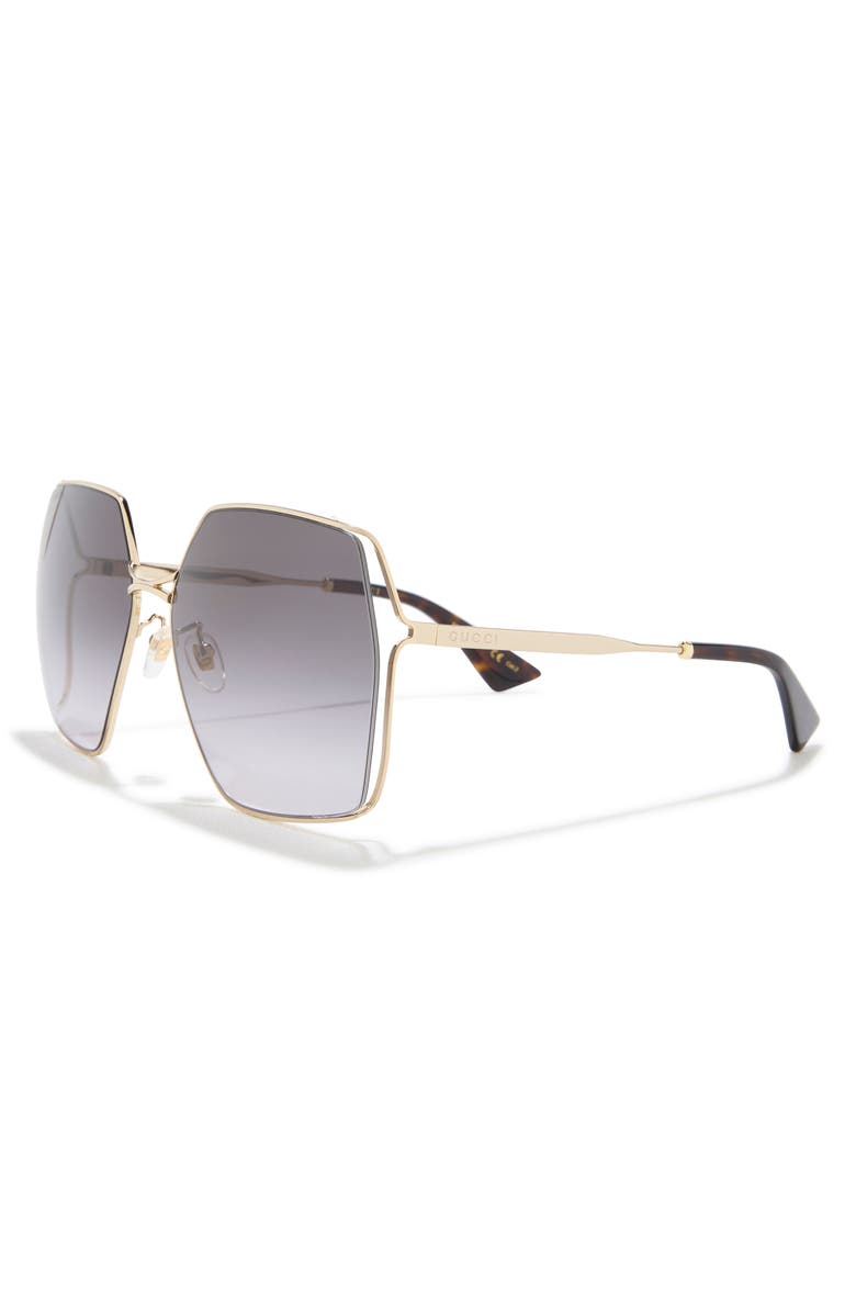Gucci 65mm Square Sunglasses, Alternate, color, Gold Gold Grey