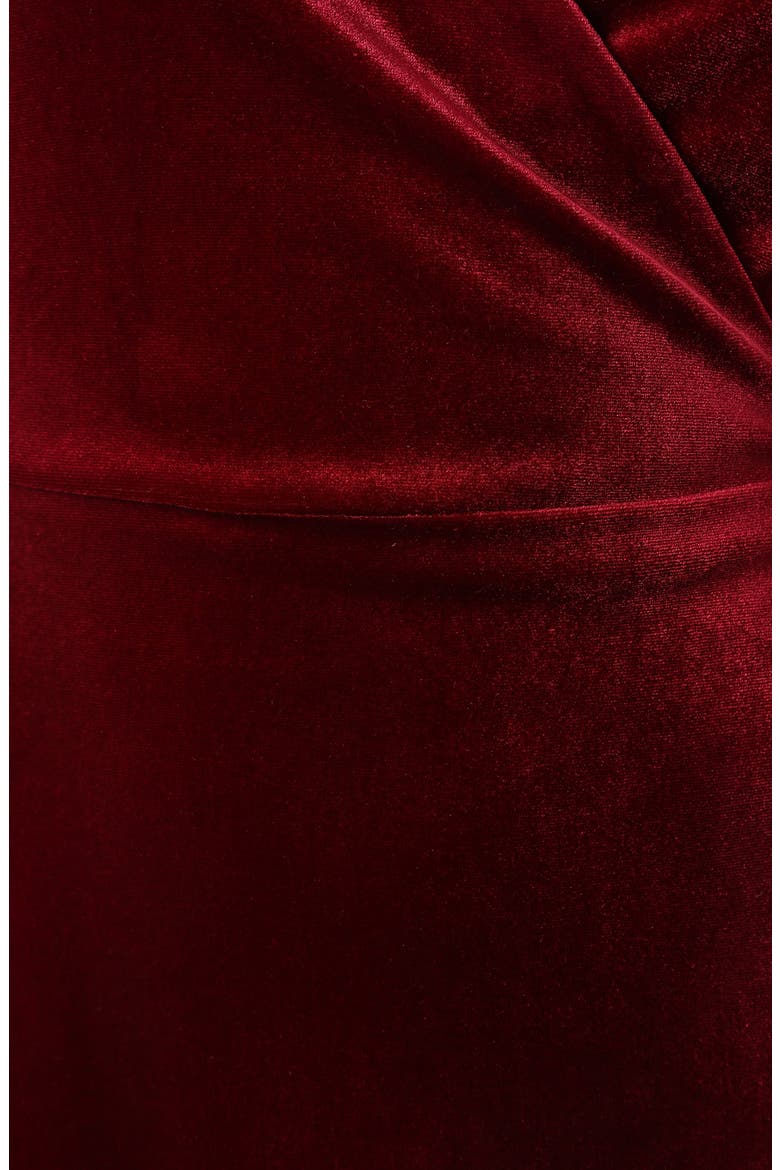 Darby Long Sleeve Velvet Midi Wrap Dress, Alternate, color, BURGUNDY