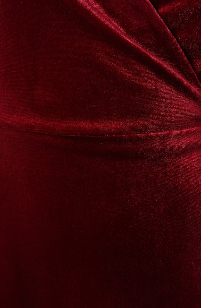 Petal & Pup Darby Long Sleeve Velvet Midi Wrap Dress, Alternate, color, Burgundy