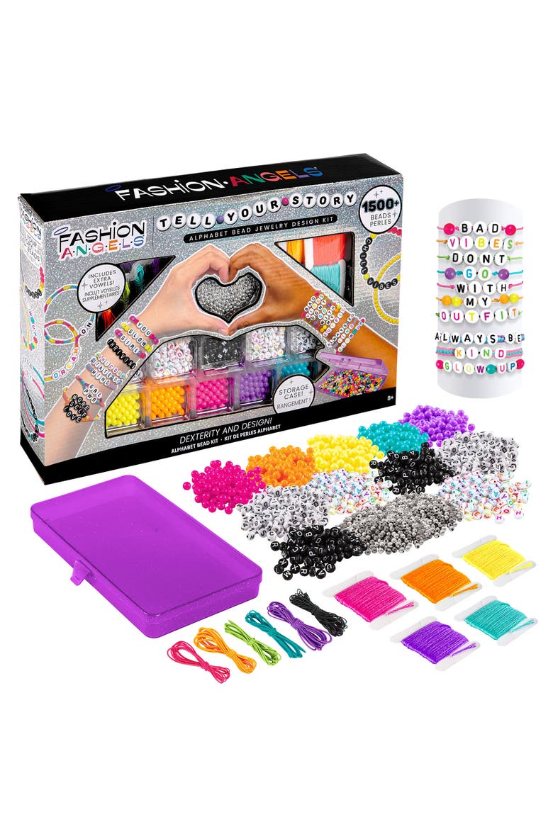 Jewelry Design Kit Tell Your Story, 1500+ Alphabet Beads, Main, color, Multicolored