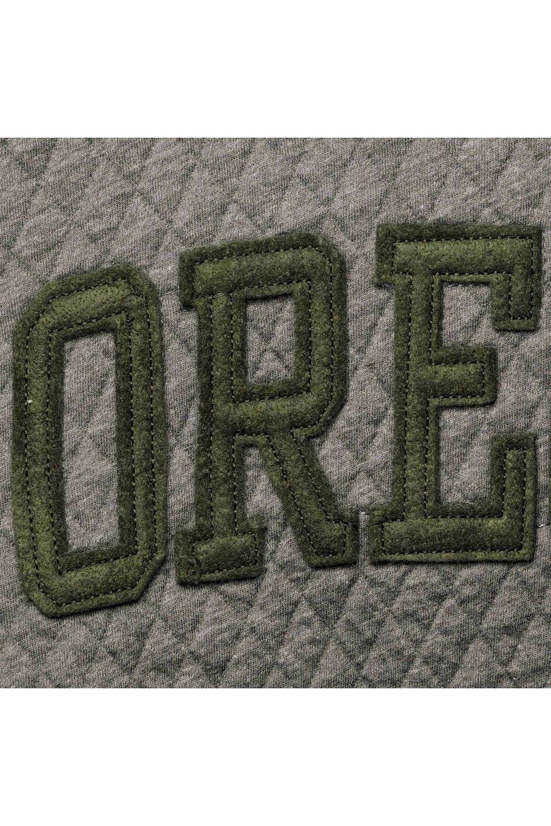 Women's Pressbox Heather Charcoal Oregon Ducks Moose Quilted Pullover Sweatshirt, Alternate, color, Heather Gray