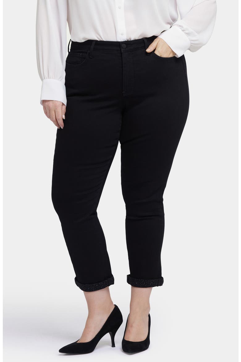 Sheri Cheetah Cuff Ankle Slim Jeans, Main, color, BLACK RINSE
