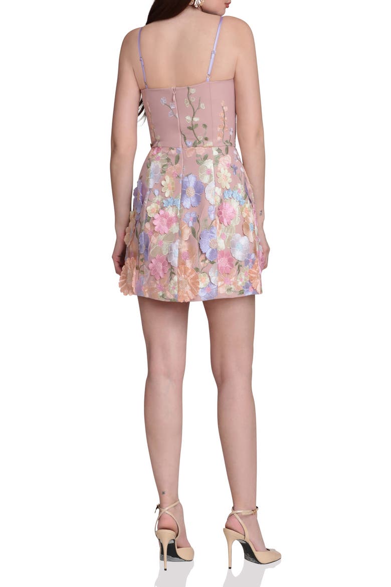 Floral Appliqué Minidress, Alternate, color, PASTEL MULTI
