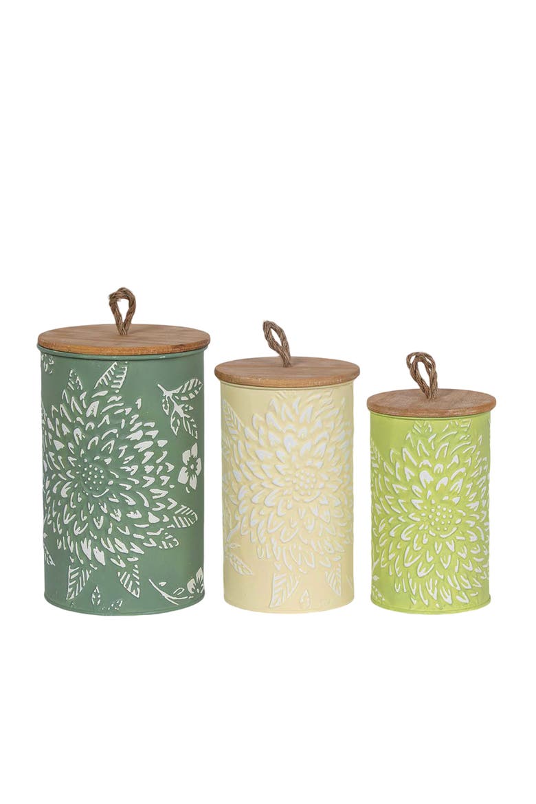Embossed Canister Set of 3, Main, color, Green