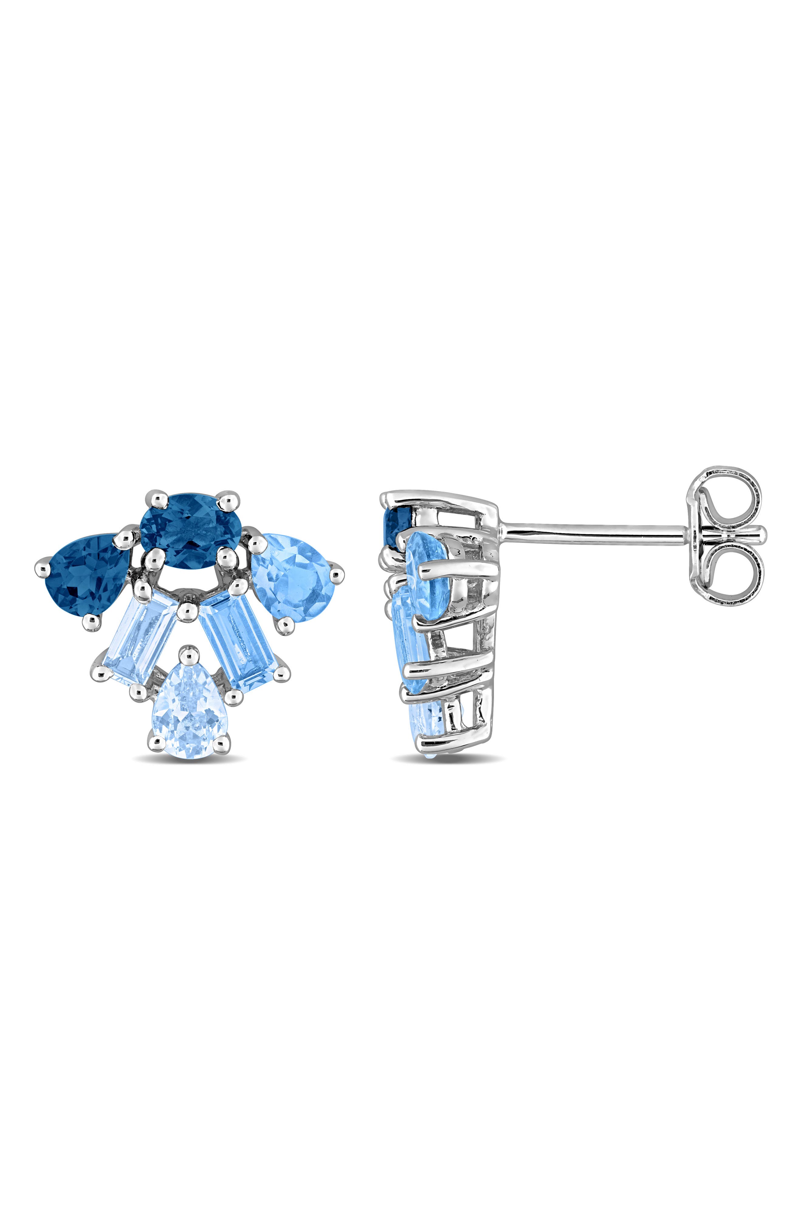 DELMAR Mixed Blue Topaz Stud Earrings
