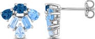 DELMAR Mixed Blue Topaz Stud Earrings