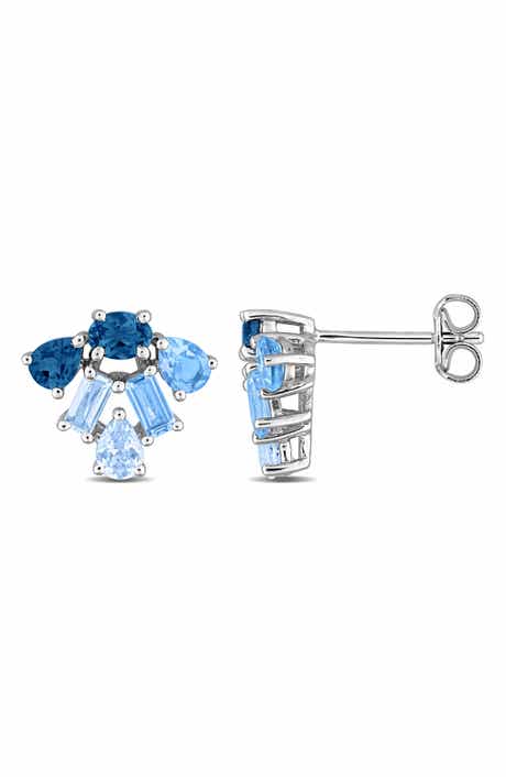 DELMAR Mixed Blue Topaz Stud Earrings