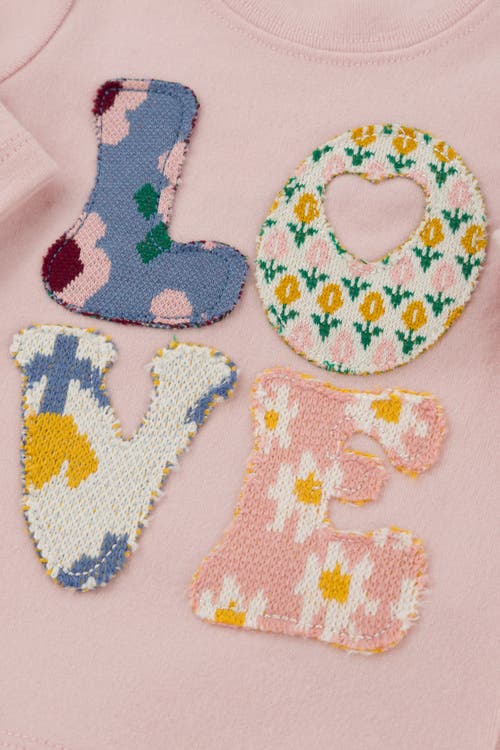 Shop Oh Baby ! Quilted Love Stacked Applique Long Sleeve Two Piece Set In Dusty Pink