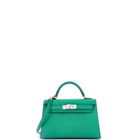 Kelly Mini II Bag Green Epsom with Palladium Hardware 20