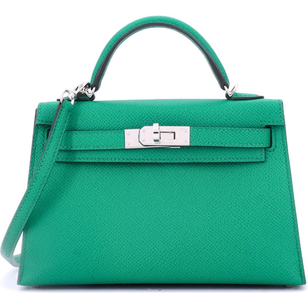 Pre-owned Hermes Hermes Kelly Mini Ii Bag Green Epsom With Palladium Hardware 20
