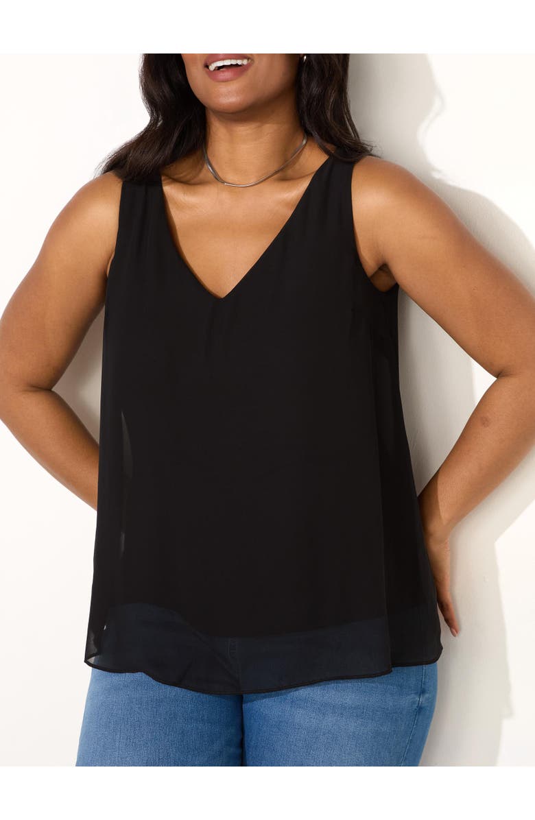 Live Unlimited Chiffon V-Neck Swing Vest, Alternate, color, Black