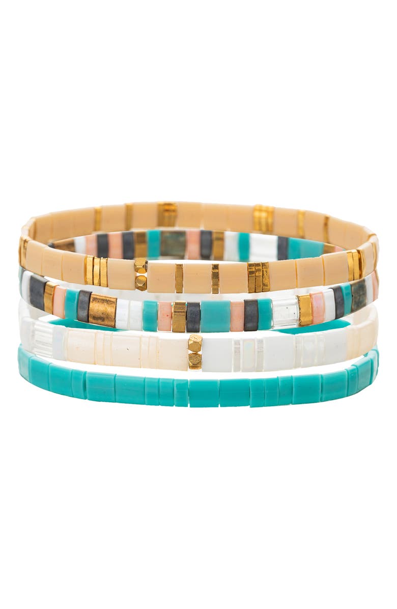 EYE CANDY LOS ANGELES Sandra Set of 4 Assorted Stretch Bracelets, Main, color, Teal