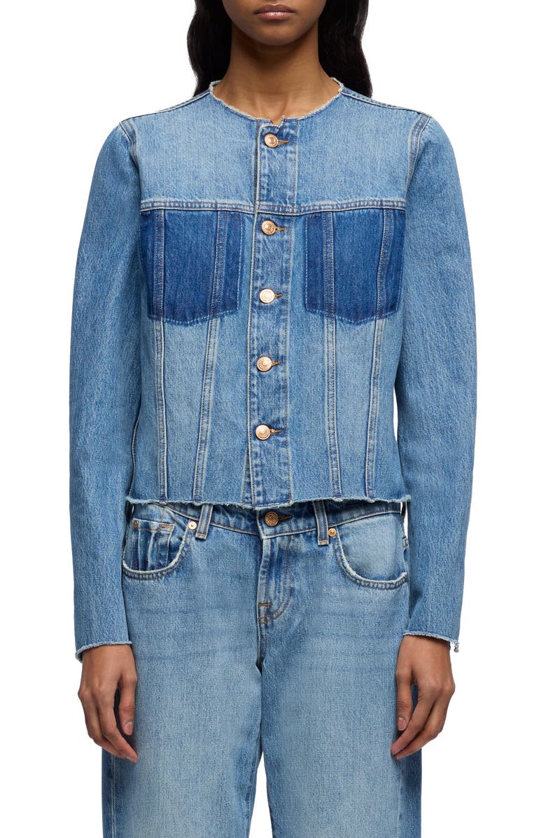 7 For All Mankind Vicky Denim Jacket, Main, color, Shadowcrest