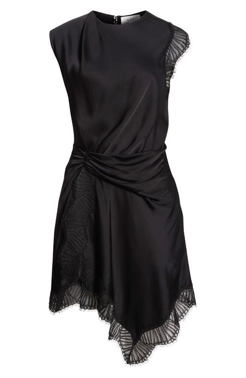 A.l.c Dion Draped Lace-trim Satin Mini Dress In Black