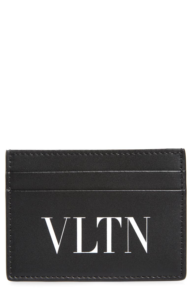 Valentino Garavani VLTN Leather Card Holder, Main, color,