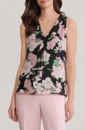 KASPER Floral Cascade Ruffle Sleeveless Top