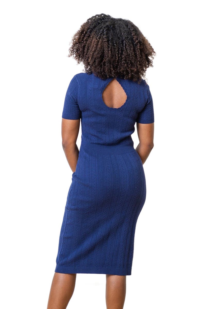 Hope & Henry Women's Fitted Cable Sweater Dress, Alternate, color, Blue