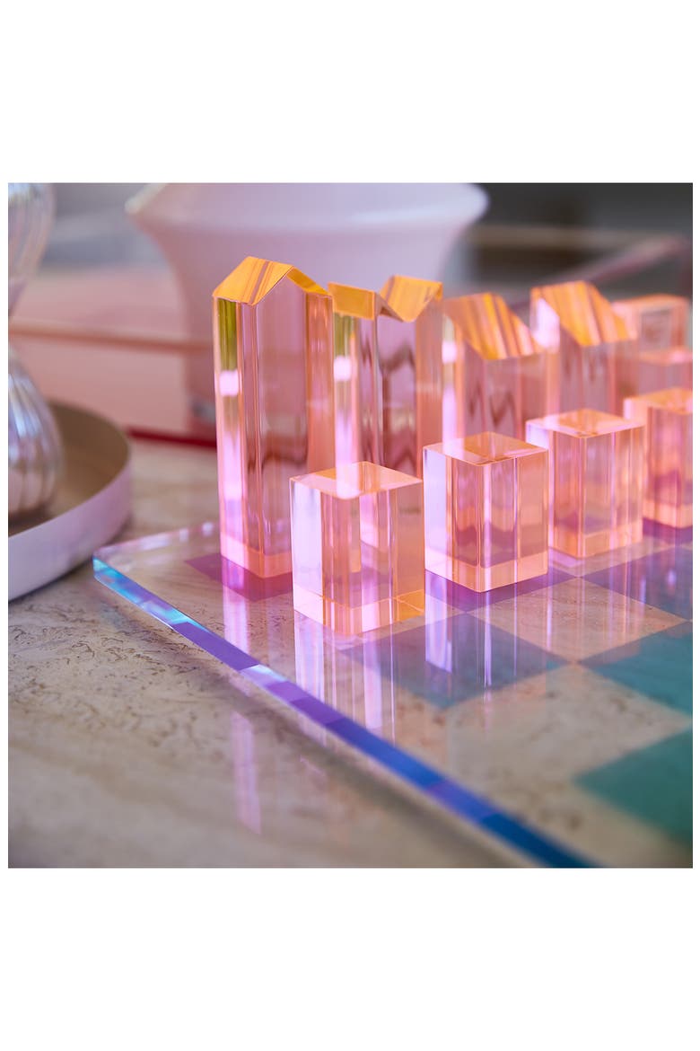 Lucite® 2-In-1 Chess & Checkers Set, Alternate, color, SHERBET