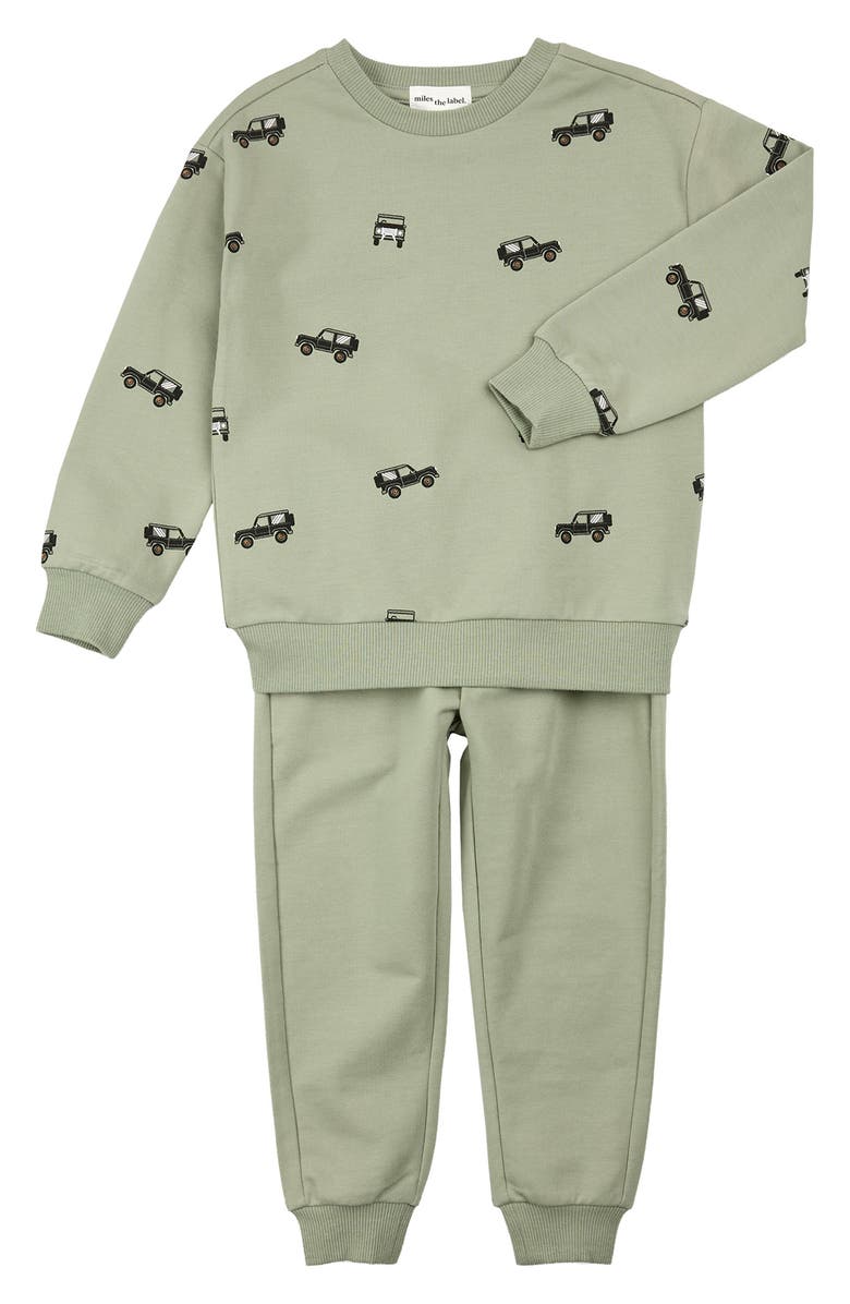 MILES THE LABEL Off Roading Sweatshirt & Joggers Set, Main, color, Dusty Green