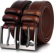 Mio Marino Dual Loop Leather Dress Belt-2 pack