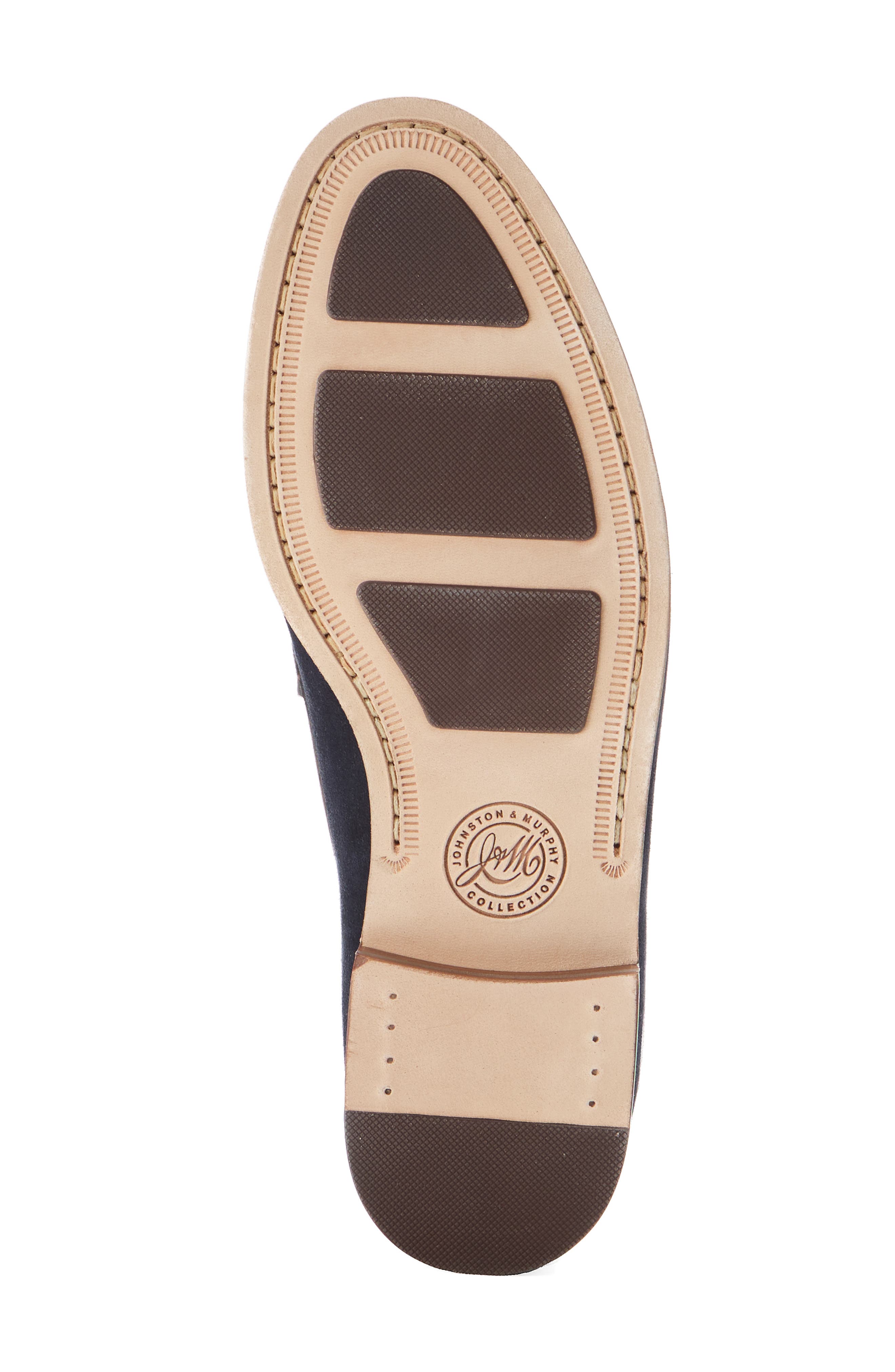 Baldwin Penny Loafer, Alternate, color, NAVY WAXED ENGLISH SUEDE/BROWN FULL GRAIN