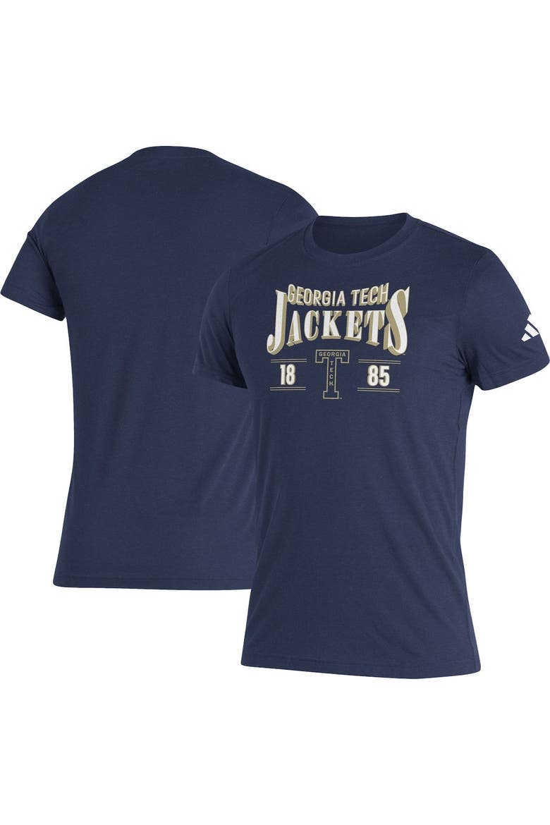 Men's adidas Navy Georgia Tech Yellow Jackets Along The Shadow Tri-Blend T-Shirt, Main, color, Navy