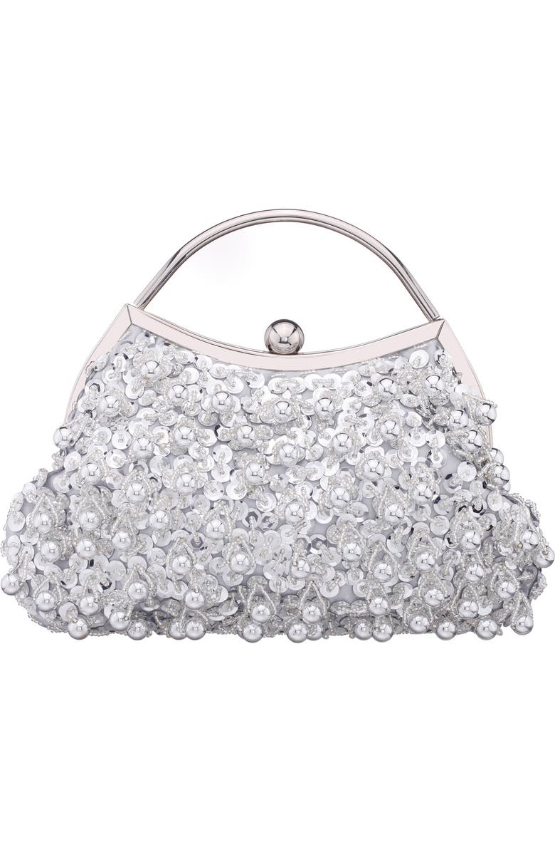 Nina Rava Embellished Clutch, Main, color, Silver