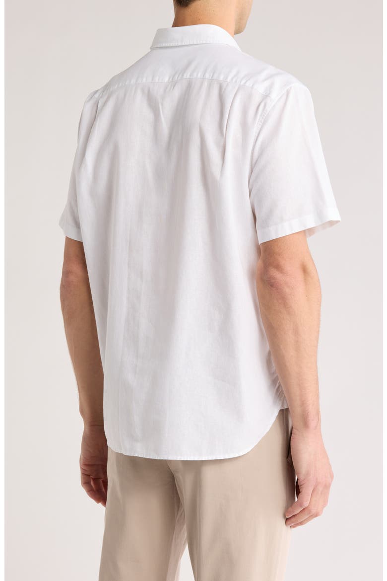 Classic Fit Short Sleeve Linen Blend Button-Up Shirt, Alternate, color, OPTIC WHITE
