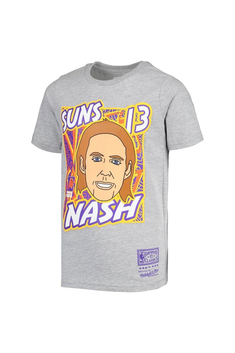 Youth Mitchell & Ness Steve Nash Gray Phoenix Suns Hardwood Classics King of the Court Player T-Shirt, Alternate, color, Gray