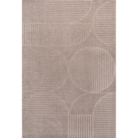 Nordby High-Low Geometric Arch Scandi Striped Indoor/Outdoor Area Rug