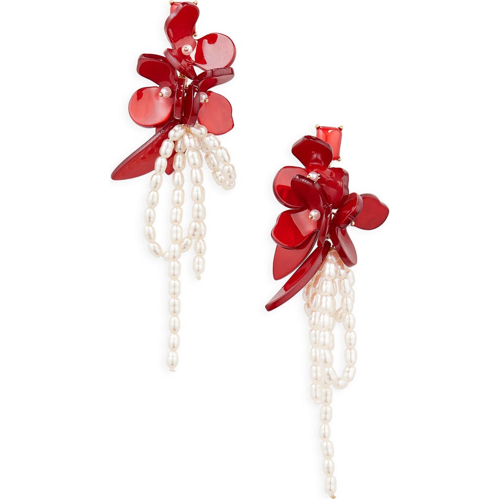 Nordstrom Rack Resin & Faux Pearl Cluster Drop Earrings In Multi