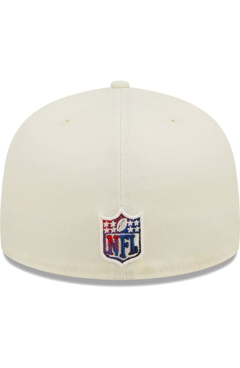 New Era Men's New Era Cream New England Patriots Chrome Color Dim 59FIFTY Fitted Hat, Alternate, color,