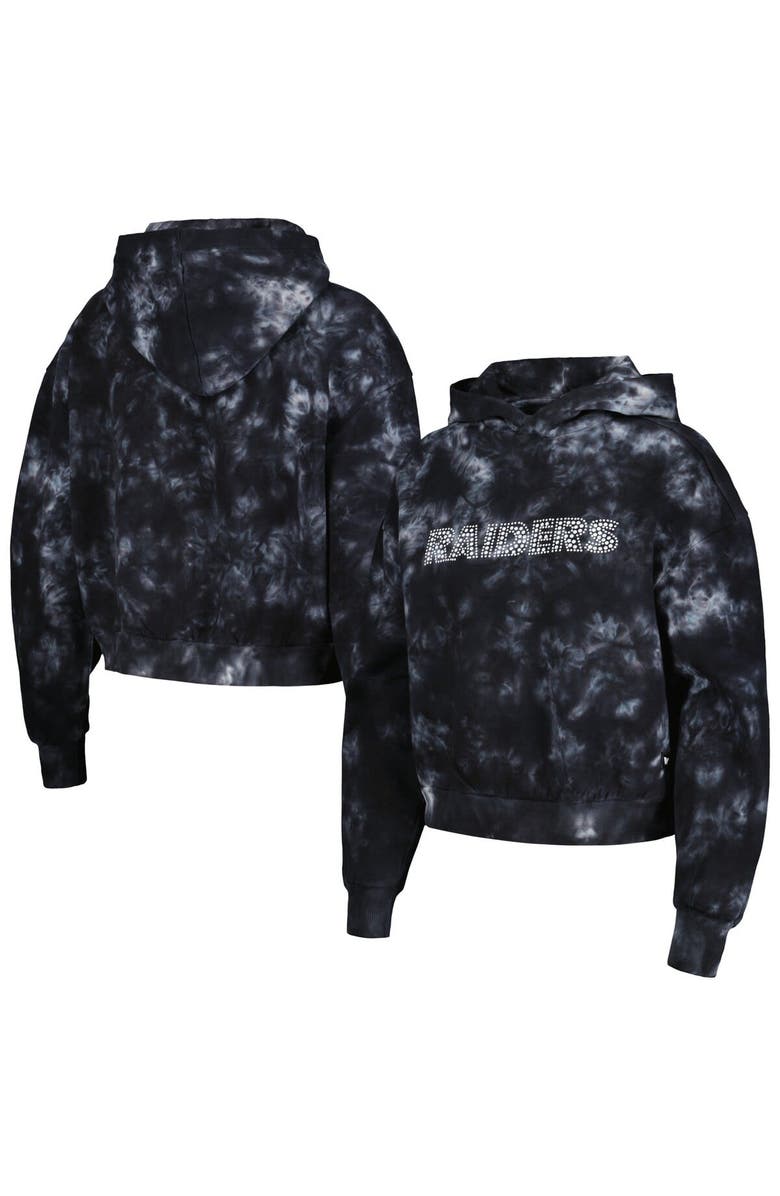 THE WILD COLLECTIVE Women's The Wild Collective  Black Las Vegas Raiders Tie-Dye Cropped Pullover Hoodie, Main, color, Black