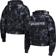 THE WILD COLLECTIVE Women's The Wild Collective  Black Las Vegas Raiders Tie-Dye Cropped Pullover Hoodie