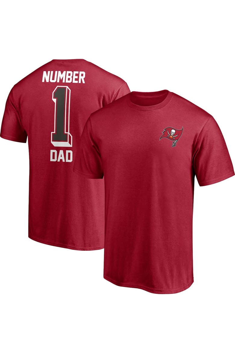 Men's Fanatics Branded Red Tampa Bay Buccaneers #1 Dad T-Shirt, Main, color, Red