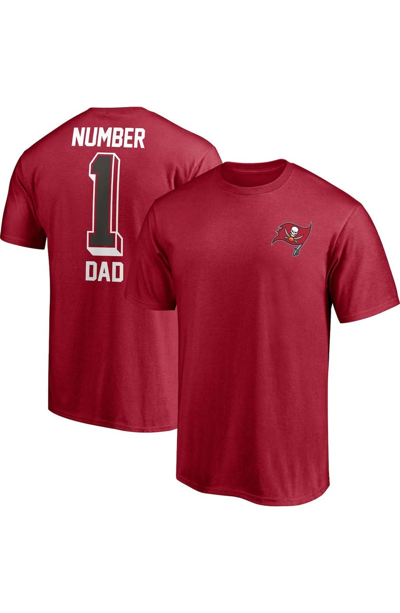 FANATICS Men's Fanatics Branded Red Tampa Bay Buccaneers #1 Dad T-Shirt, Main, color, Red