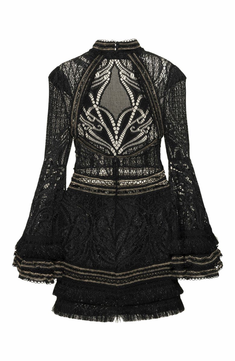 PatBO Lace and Fringe Mini Dress, Main, color,