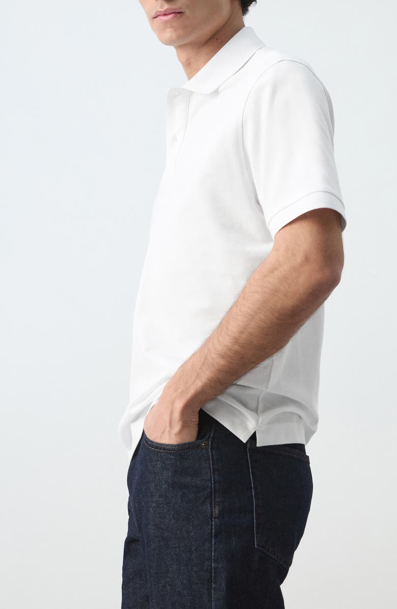MANGO Regular Fit Cotton Piqué Polo, Alternate, color, White